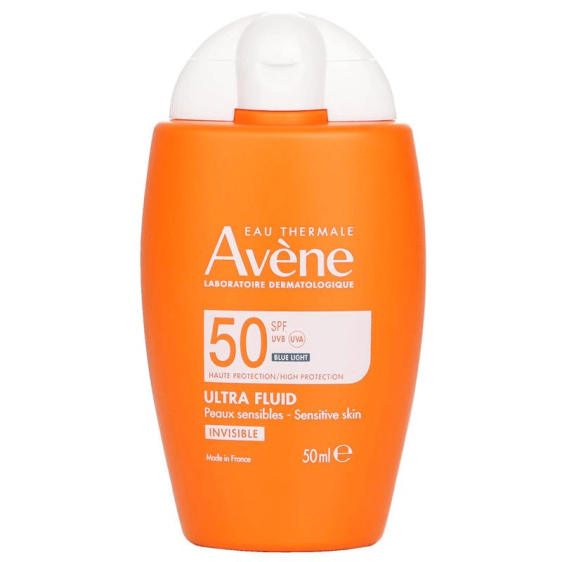 Avène Ultra Fluid Invisible SPF50 Blue Light 50ml peau sensible Beautyclic Maroc