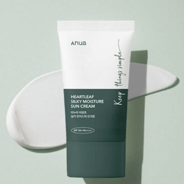 ANUA HEARTLEAF SILKY MOISTURE SUN CREAM SPF 50+ 50 ml – Crème solaire hydratante coréenne