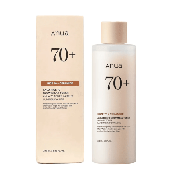 ANUA RICE  70 GLOW MILKY TONER 250ml – TONER ÉCLAT & HYDRATATION  A l’EXTRAIT DE RIZ