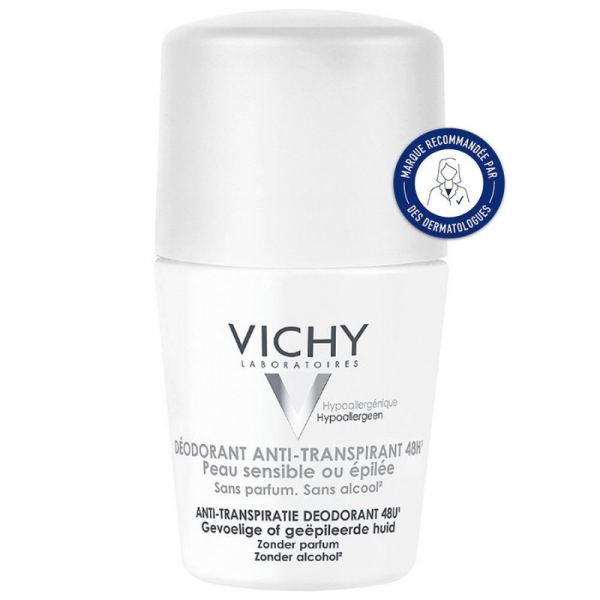 VICHY DÉODORANT ANTI-TRANSPIRANT 48h BILE PEAU SENSIBLE OU ÉPILÉE – 50ML