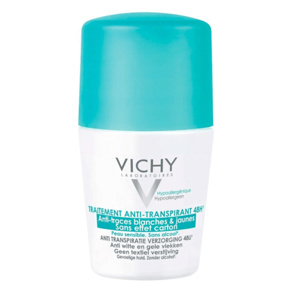 VICHY DÉODORANT TRAITEMENT  ANTI-TRANSPIRANT 48H – ANTI-TRACES JAUNES ET BLANCHES – 50 ml