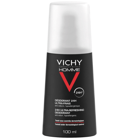 Déodorant spray homme Vichy ultra-frais . Beautyclic Maroc