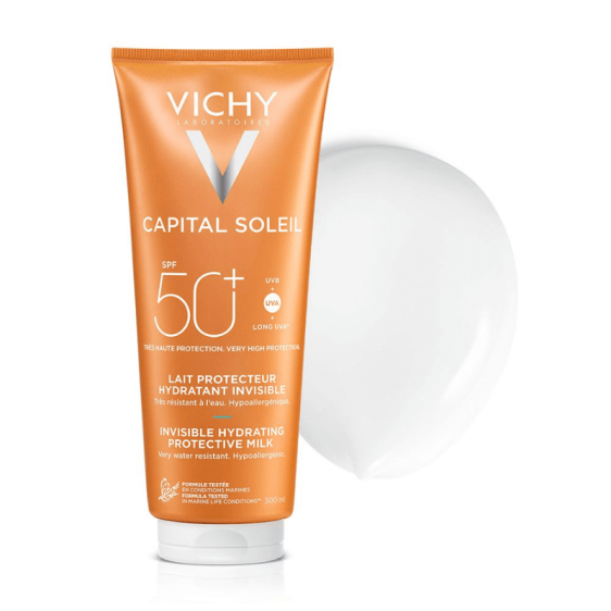 Lait solaire hydratant invisible SPF50+ Vichy Capital Soleil . Beautyclic Maroc