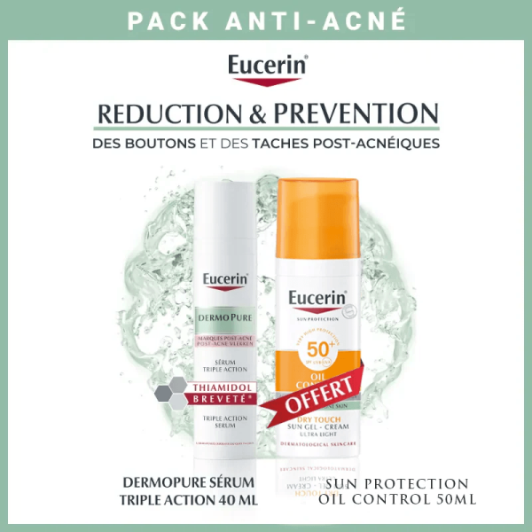 EUCERIN DERMOPURE SÉRUM TRIPLE ACTION 40ML  PLUS SUN OIL CONTROL SPF50+ 50 ML OFFERT