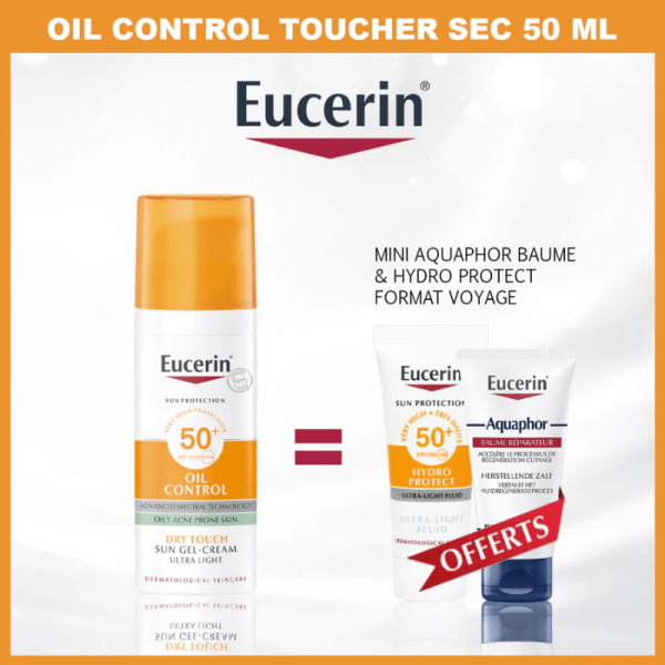 EUCERIN SUN PROTECTION OIL CONTROL GEL-CRÈME SPF50+ 50 ML PLUS  AQUAPHOR 4ML ET  HYDRO PROTECT 5ML OFFERTS