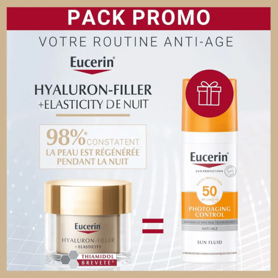 Eucerin pack Hyaluron-Filler Elasticity nuit + SPF50 offert