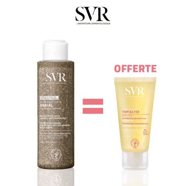 SVR XERIAL GOMMAGE CORPS 100 G PLUS  TOPIALYSE HUILE LAVANTE 55ML OFFERTE