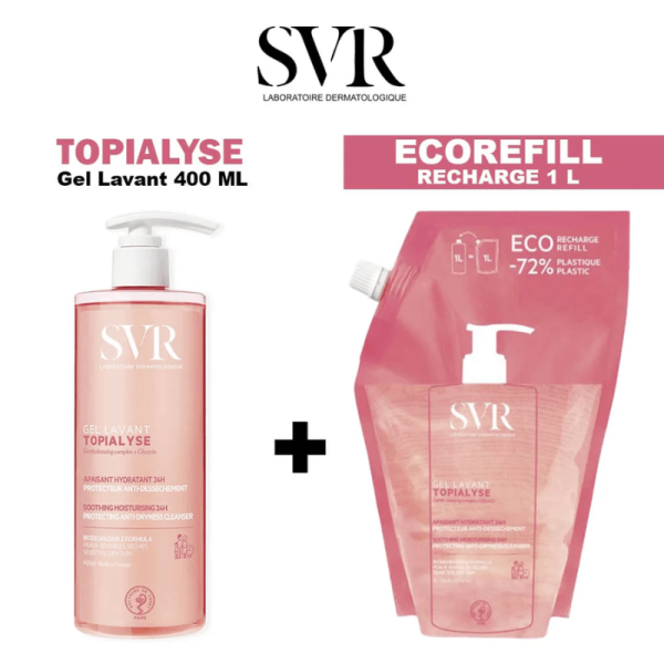 SVR TOPIALYSE GEL LAVANT 400ML + ÉCO-RECHARGE 1L