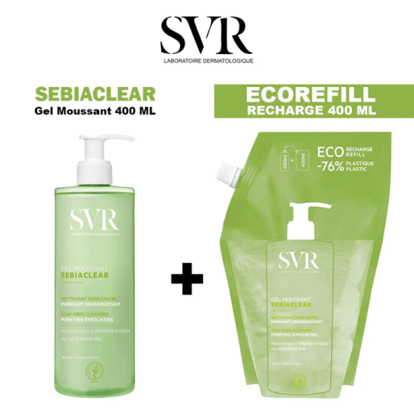 SVR PACK SEBIACLEAR GEL MOUSSANT 400 ML + ÉCO-RECHARGE 400 ML
