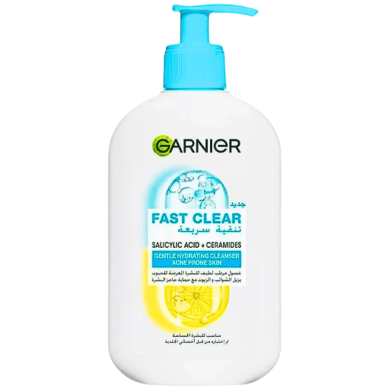 Garnier Fast Clear cleanser 250ml nettoyant anti acné peau grasse