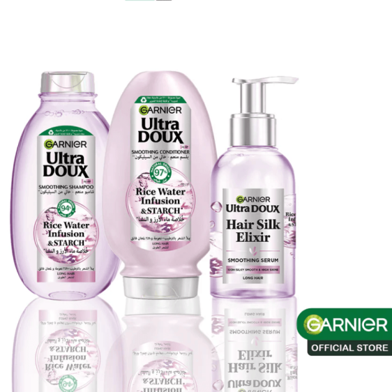Garnier Ultra Doux Rice Water routine cheveux lisses brillants shampooing sérum