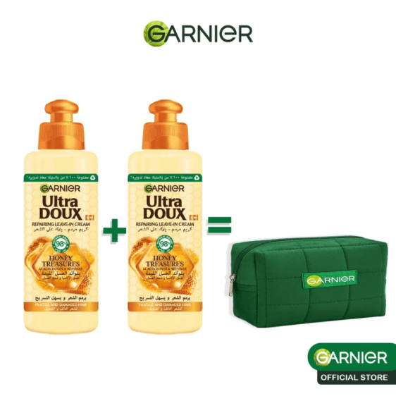 Garnier Ultra Doux Leave In Cream Honey Duo avec trousse offerte au Maroc