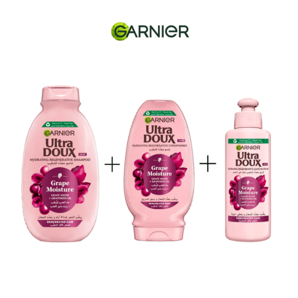 GARNIER ULTRA DOUX  COFFRET GRAPE MOISTURE– ROUTINE  HYDRATANTE CHEVEUX DESHYDRATES
