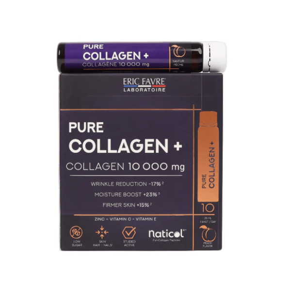 ERIC FAVRE  PURE COLLAGENE + 10000 mg – 10 AMPOULES  25ml | Anti-Âge, Peau & Articulations