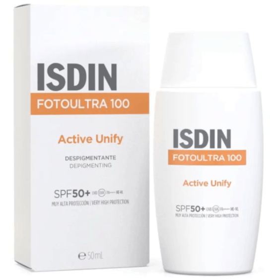 ISDIN FotoUltra 100 Active Unify 50ml solaire dépigmentant anti-taches visage - Beautyclic maroc