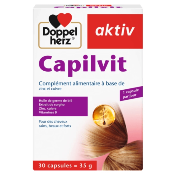 Doppelherz aktiv Capilvit 30 capsules – complément pour cheveux forts et brillants